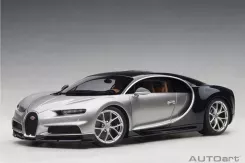 AUTOart Bugatti Chiron Argent Silver Atlantic Blue 2017 1:18 70992