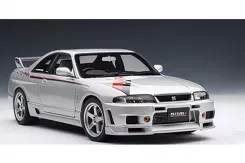 AUTOart Nissan Skyline GT-R R-Tune R33 Silver with Stripes 1:18 77326