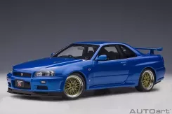AUTOart Nissan Skyline GT-R R34 V-Spec II with BBS LM wheels Bayside Blue 1:18 77409